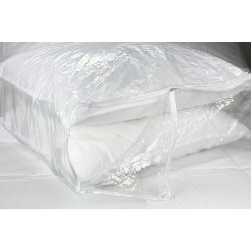 Blanket & Pillow Storage Bag, Small 15"W x 18"L x 6"H, Vinyl Zipper, Clear